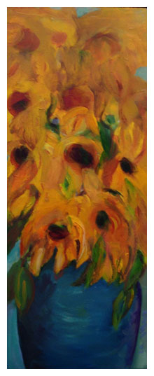 Sunflowers in Blue Vase